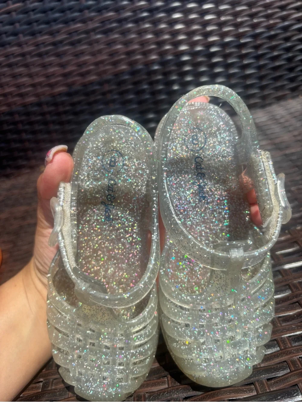 Kids Cat & Jack Jelly Sandals toddler Size 8c - Hook and Loop Pink/Purple/Clear